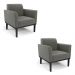 Kit 2 Poltronas Decorativas Isabella Pés Fixo em Madeira Preto Suede Grafite G19 - Gran Belo