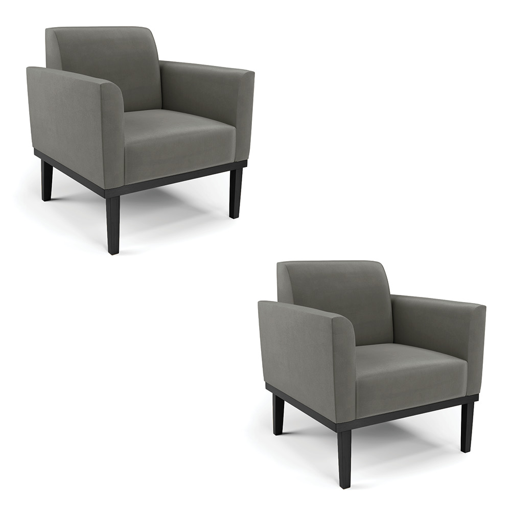 Kit 2 Poltronas Decorativas Isabella Pés Fixo em Madeira Preto Suede Grafite G19 - Gran Belo
