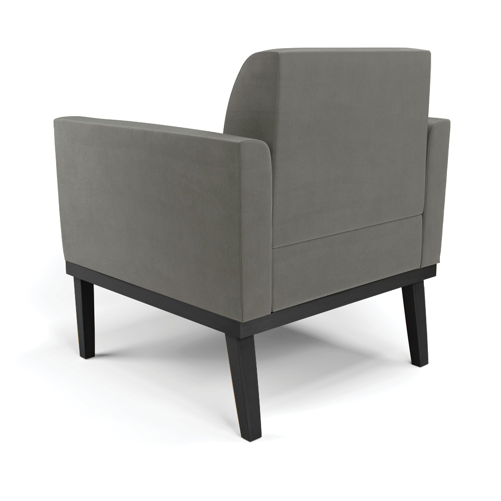 Kit 2 Poltronas Decorativas Isabella Pés Fixo em Madeira Preto Suede Grafite G19 - Gran Belo
