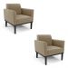 Kit 2 Poltronas Decorativas Isabella Pés Fixo em Madeira Preto Suede Nude G19 - Gran Belo