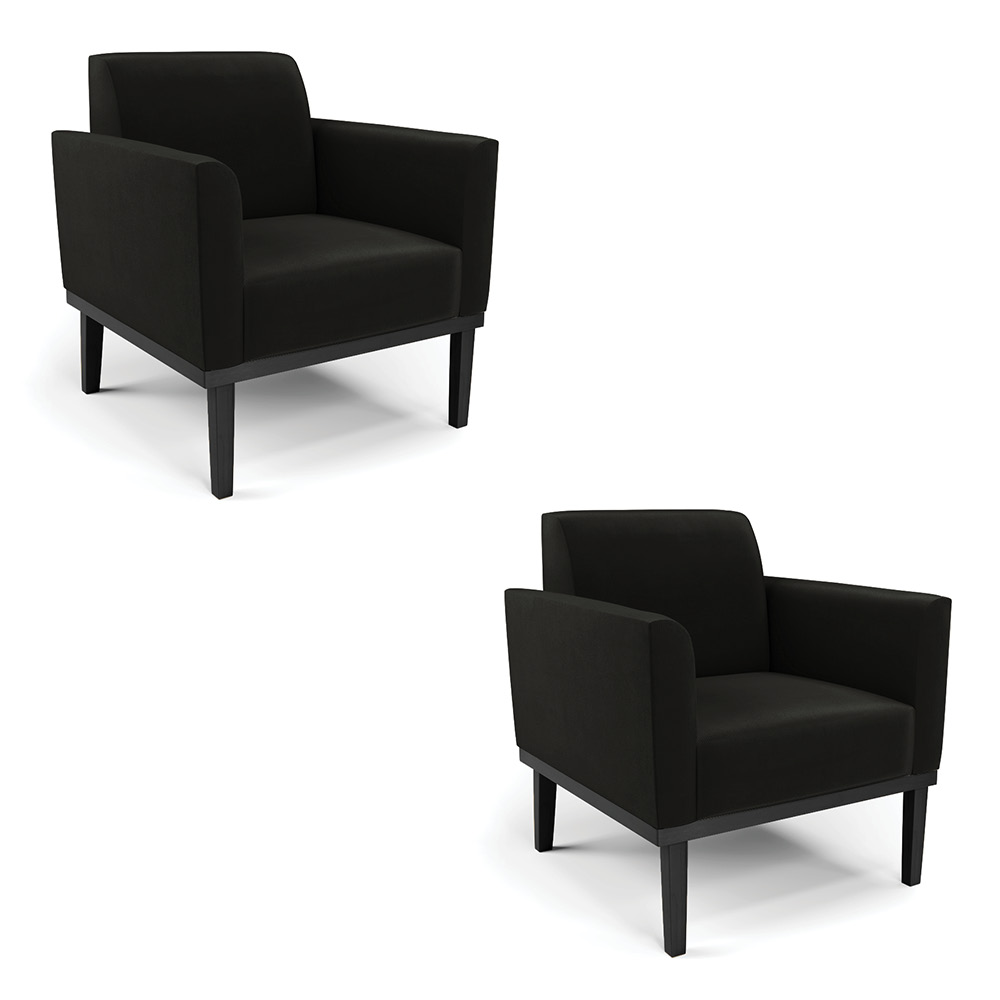 Kit 2 Poltronas Decorativas Isabella Pés Fixo em Madeira Preto Suede Preto G19 - Gran Belo
