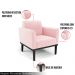 Kit 2 Poltronas Decorativas Isabella Pés Fixo em Madeira Preto Suede Rosa Bebê G19 - Gran Belo