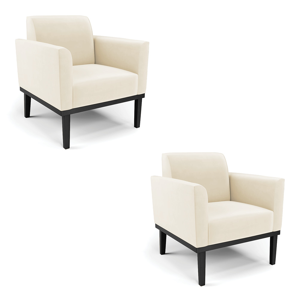 Kit 2 Poltronas Decorativas Isabella Pés Fixo em Madeira Preto Veludo Bege G19 - Gran Belo