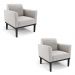 Kit 2 Poltronas Decorativas Isabella Pés Fixo em Madeira Preto Veludo Cinza G19 - Gran Belo