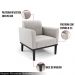 Kit 2 Poltronas Decorativas Isabella Pés Fixo em Madeira Preto Veludo Cinza G19 - Gran Belo