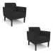Kit 2 Poltronas Decorativas Isabella Pés Fixo em Madeira Preto Veludo Preto G19 - Gran Belo