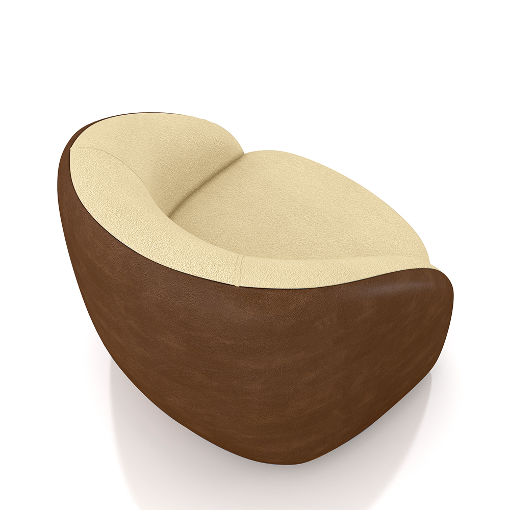 Kit 2 Poltronas Decorativas Jenny Base Giratória em Metal Preto Bouclê Bege/ Marrom G45 - Gran Belo