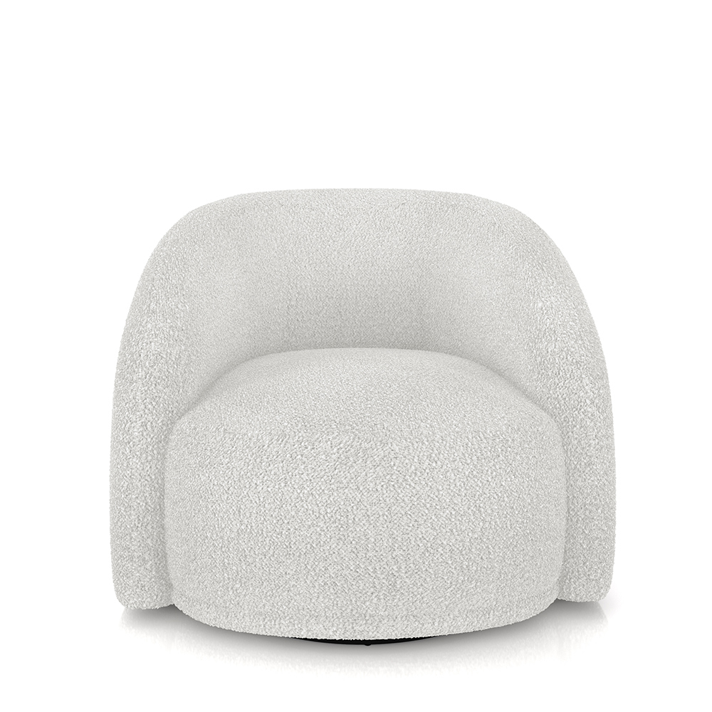 Kit 2 Poltronas Decorativas Jenny Base Giratória em Metal Preto Bouclê Branco G45 - Gran Belo
