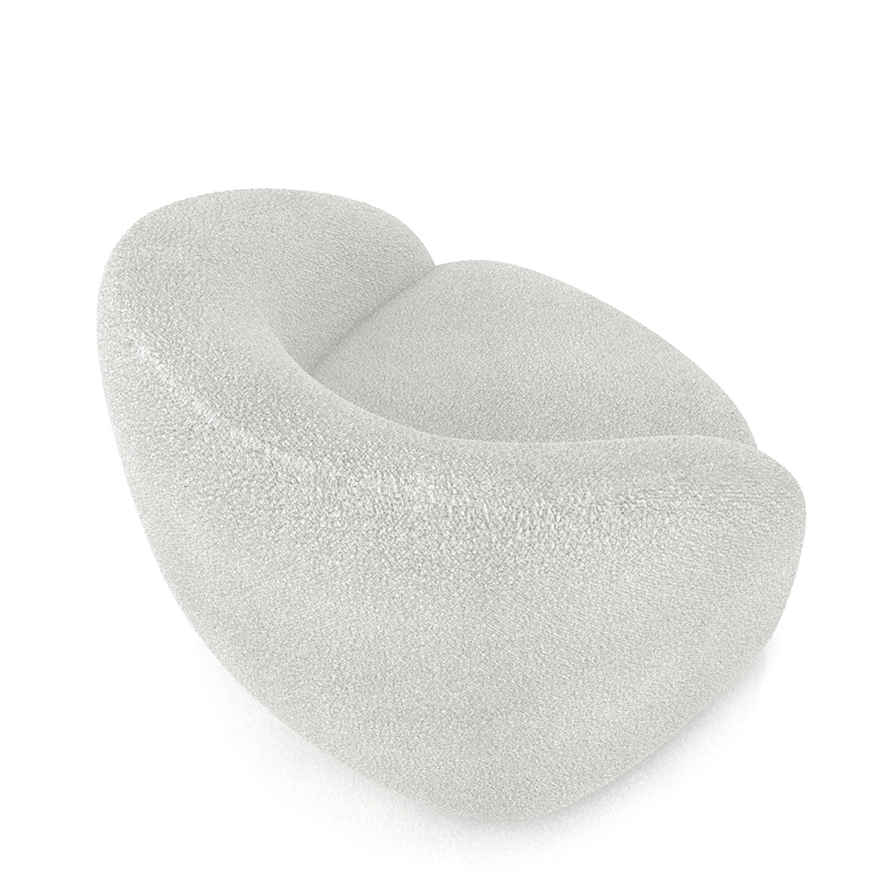 Kit 2 Poltronas Decorativas Jenny Base Giratória em Metal Preto Bouclê Branco G45 - Gran Belo