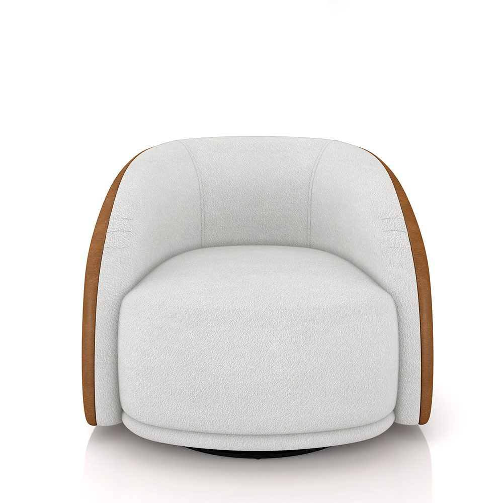 Kit 2 Poltronas Decorativas Jenny Base Giratória em Metal Preto Bouclê Branco/Caramelo G45 - Gran Belo