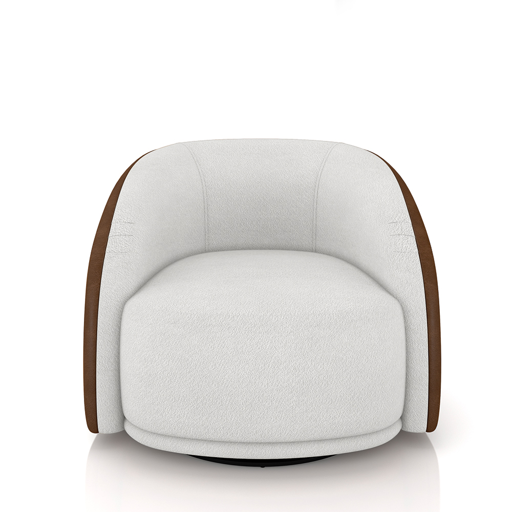 Kit 2 Poltronas Decorativas Jenny Base Giratória em Metal Preto Bouclê Branco/Marrom G45 - Gran Belo