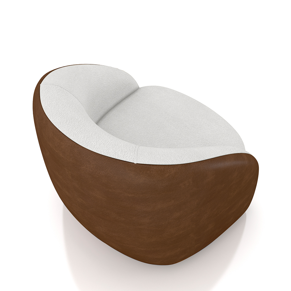 Kit 2 Poltronas Decorativas Jenny Base Giratória em Metal Preto Bouclê Branco/Marrom G45 - Gran Belo