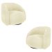 Kit 2 Poltronas Decorativas Jenny Base Giratória em Metal Preto Bouclê Off White G45 - Gran Belo
