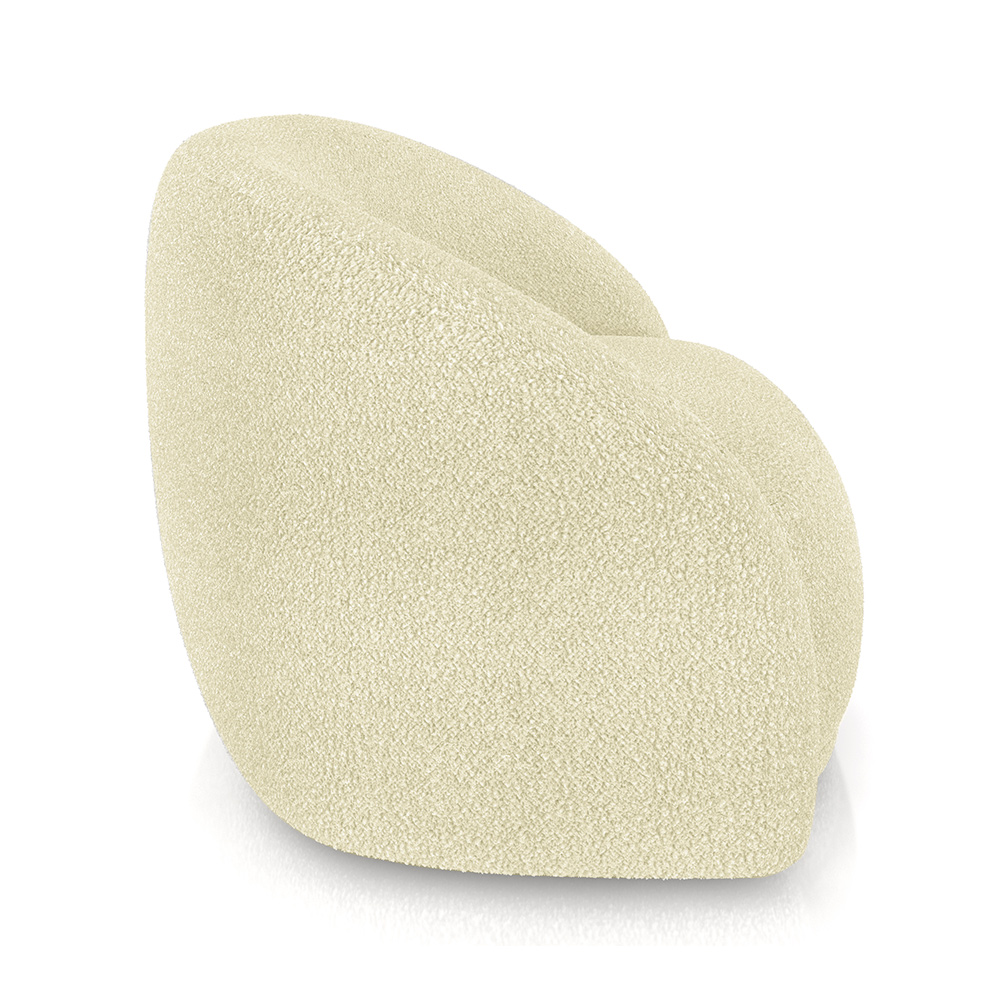 Kit 2 Poltronas Decorativas Jenny Base Giratória em Metal Preto Bouclê Off White G45 - Gran Belo