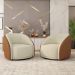 Kit 2 Poltronas Decorativas Jenny Base Giratória em Metal Preto Bouclê Off White/Caramelo G45 - Gran Belo