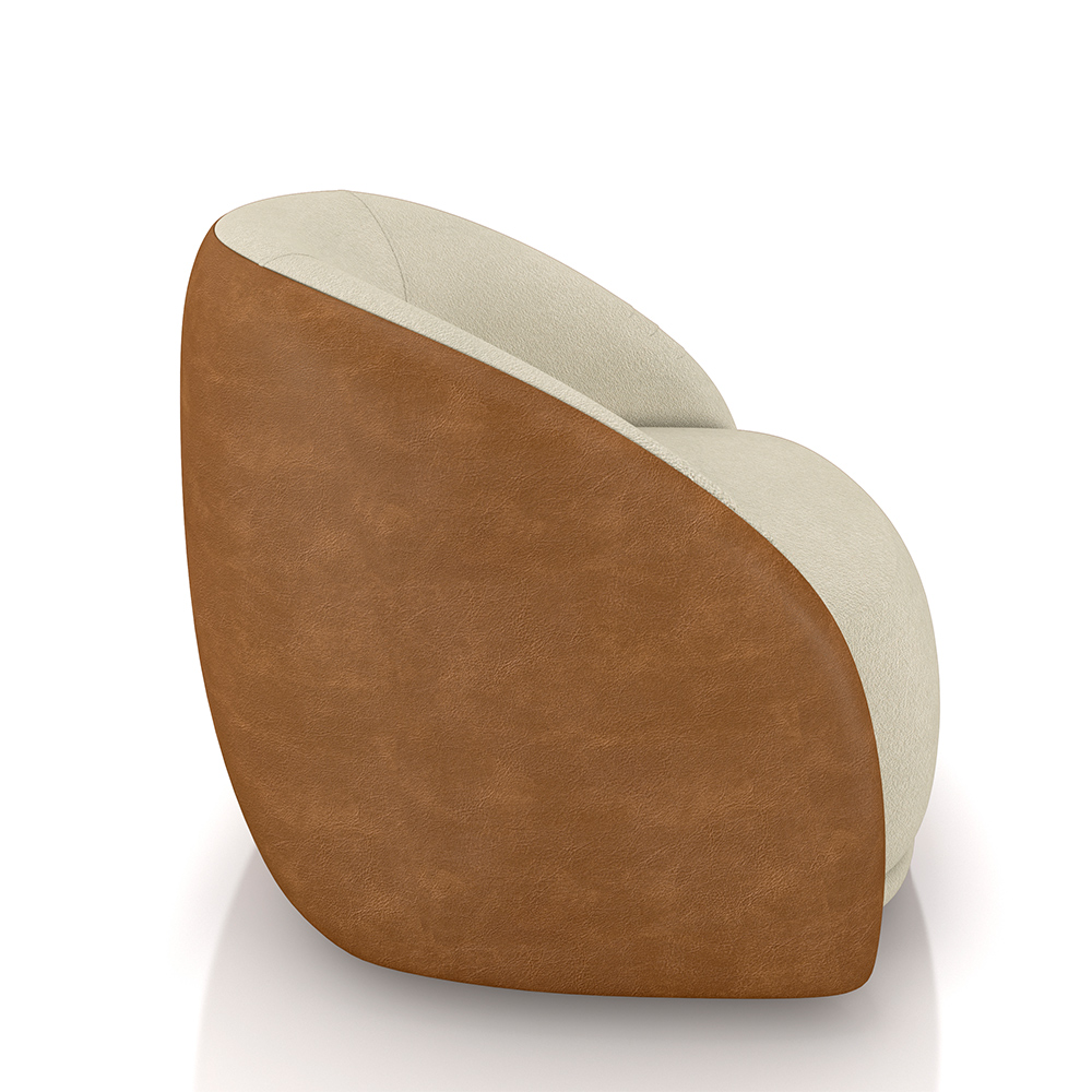 Kit 2 Poltronas Decorativas Jenny Base Giratória em Metal Preto Bouclê Off White/Caramelo G45 - Gran Belo
