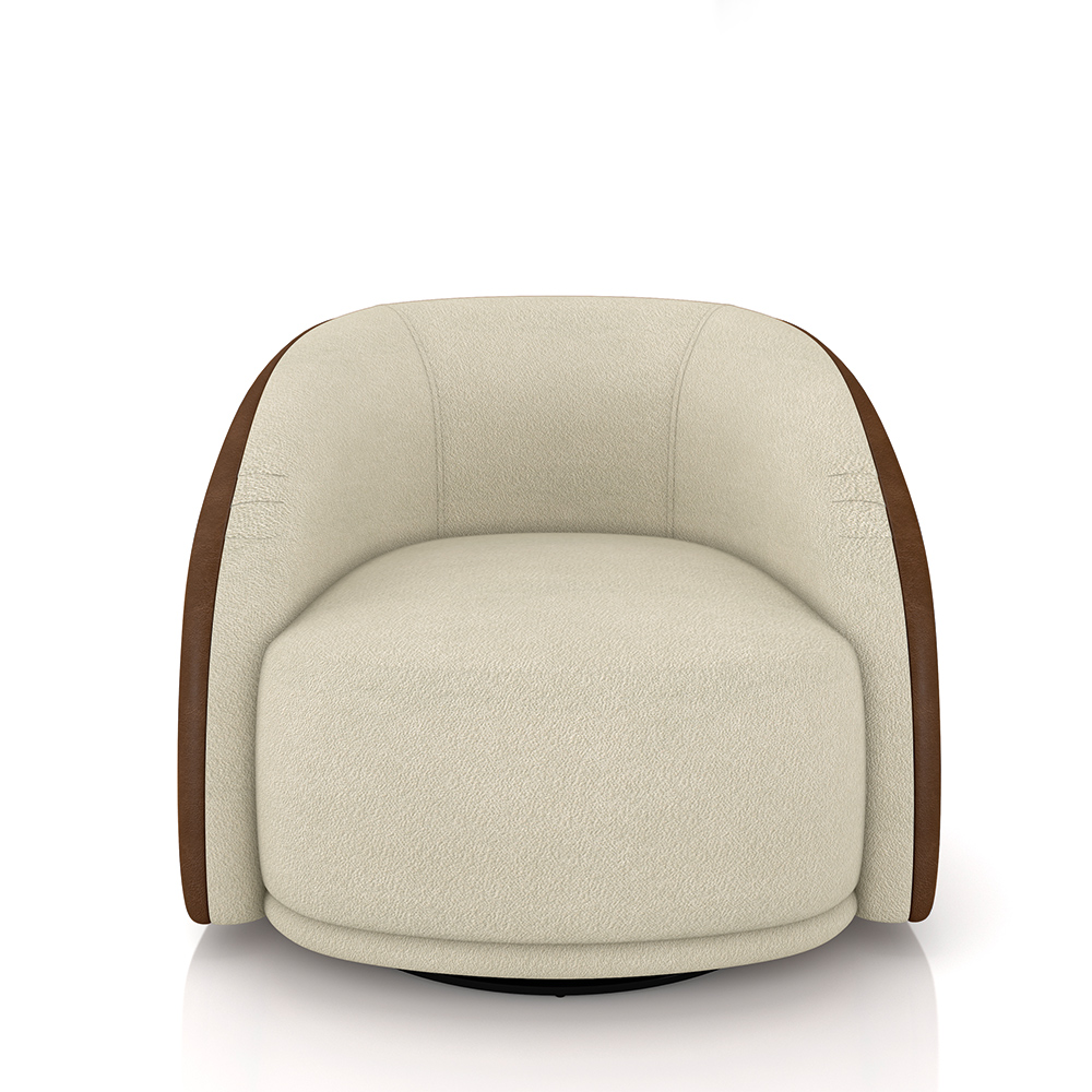 Kit 2 Poltronas Decorativas Jenny Base Giratória em Metal Preto Bouclê Off White/Marrom G45 - Gran Belo