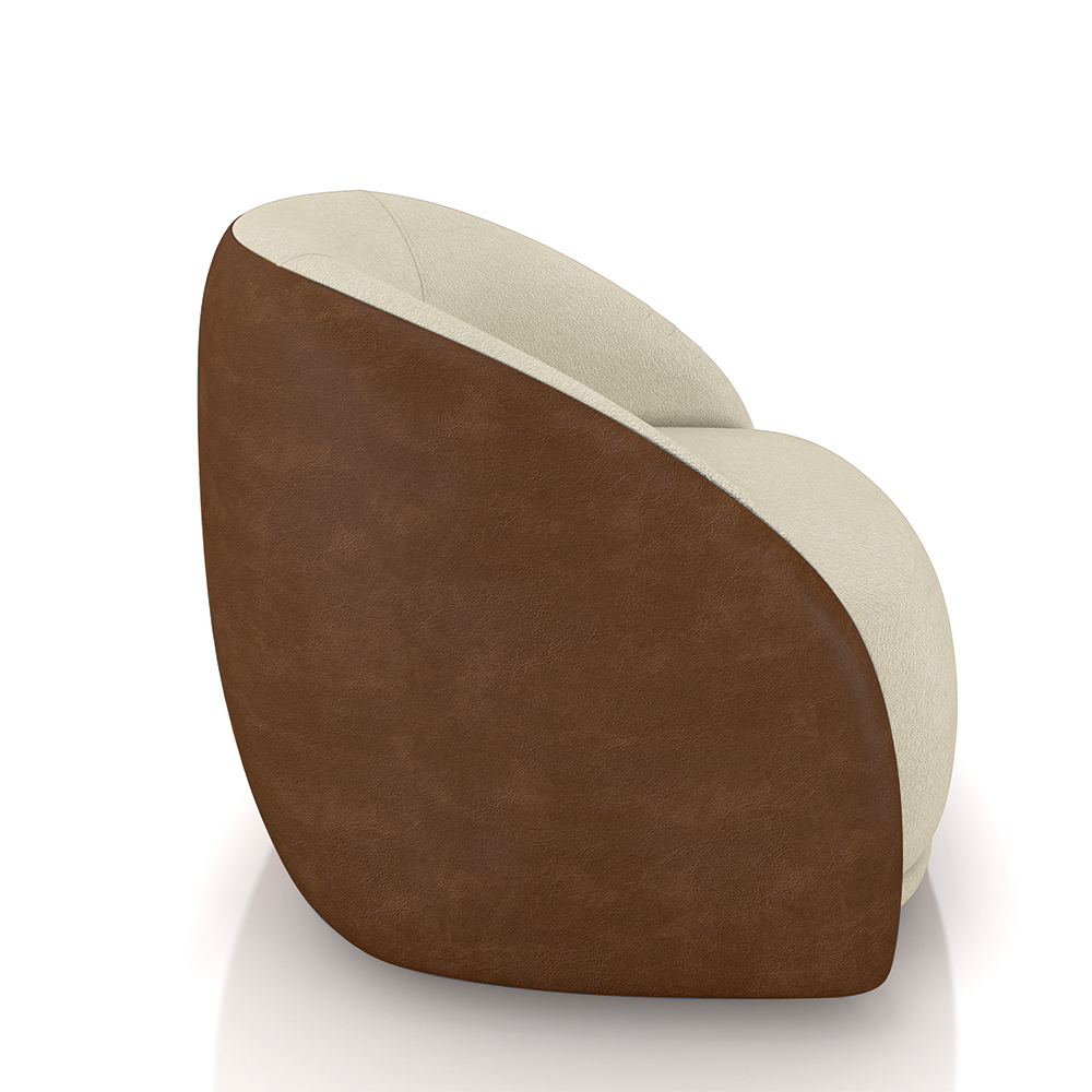 Kit 2 Poltronas Decorativas Jenny Base Giratória em Metal Preto Bouclê Off White/Marrom G45 - Gran Belo