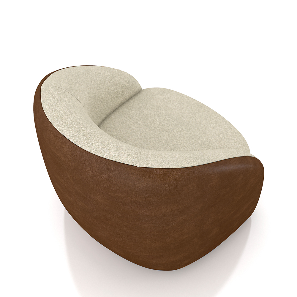Kit 2 Poltronas Decorativas Jenny Base Giratória em Metal Preto Bouclê Off White/Marrom G45 - Gran Belo