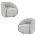 Kit 2 Poltronas Decorativas Jenny Base Giratória em Metal Preto Linho Cinza G45 - Gran Belo