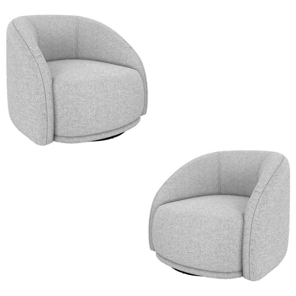 Kit 2 Poltronas Decorativas Jenny Base Giratória em Metal Preto Linho Cinza G45 - Gran Belo