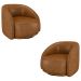 Kit 2 Poltronas Decorativas Jenny Base Giratória em Metal Preto PU Caramelo G45 - Gran Belo