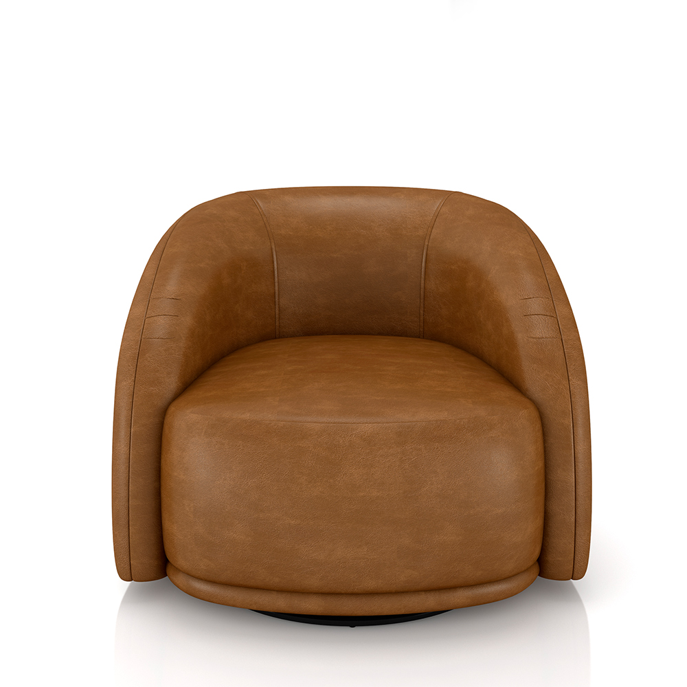 Kit 2 Poltronas Decorativas Jenny Base Giratória em Metal Preto PU Caramelo G45 - Gran Belo