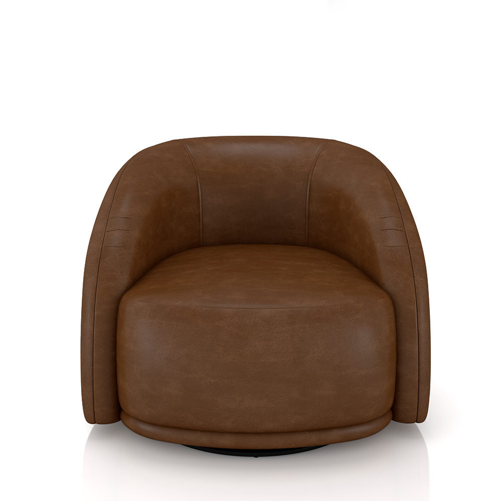 Kit 2 Poltronas Decorativas Jenny Base Giratória em Metal Preto PU Marrom G45 - Gran Belo