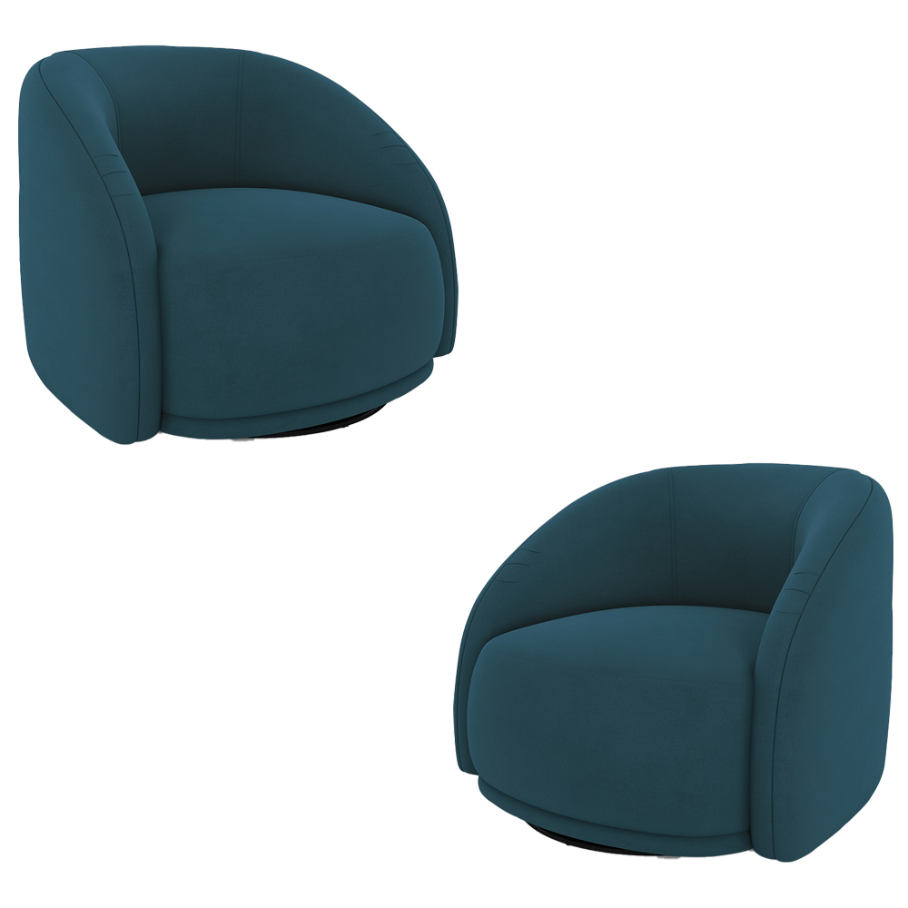 Kit 2 Poltronas Decorativas Jenny Base Giratória em Metal Preto Veludo Azul Marinho G45 - Gran Belo