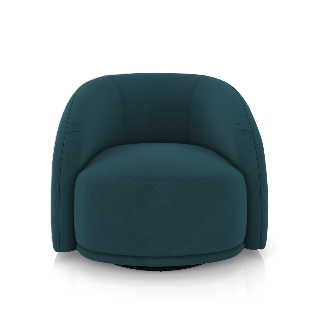 Kit 2 Poltronas Decorativas Jenny Base Giratória em Metal Preto Veludo Azul Marinho G45 - Gran Belo