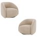 Kit 2 Poltronas Decorativas Jenny Base Giratória em Metal Preto Veludo Bege G45 - Gran Belo