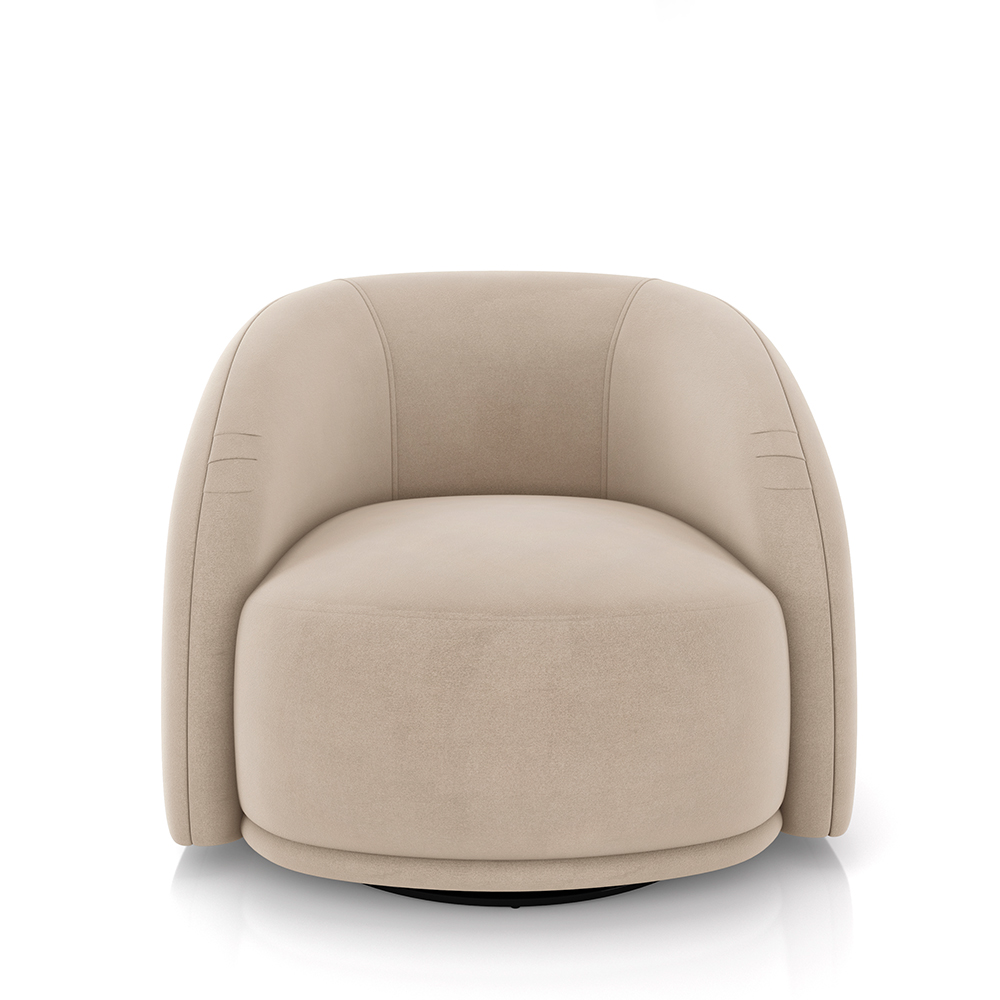 Kit 2 Poltronas Decorativas Jenny Base Giratória em Metal Preto Veludo Bege G45 - Gran Belo