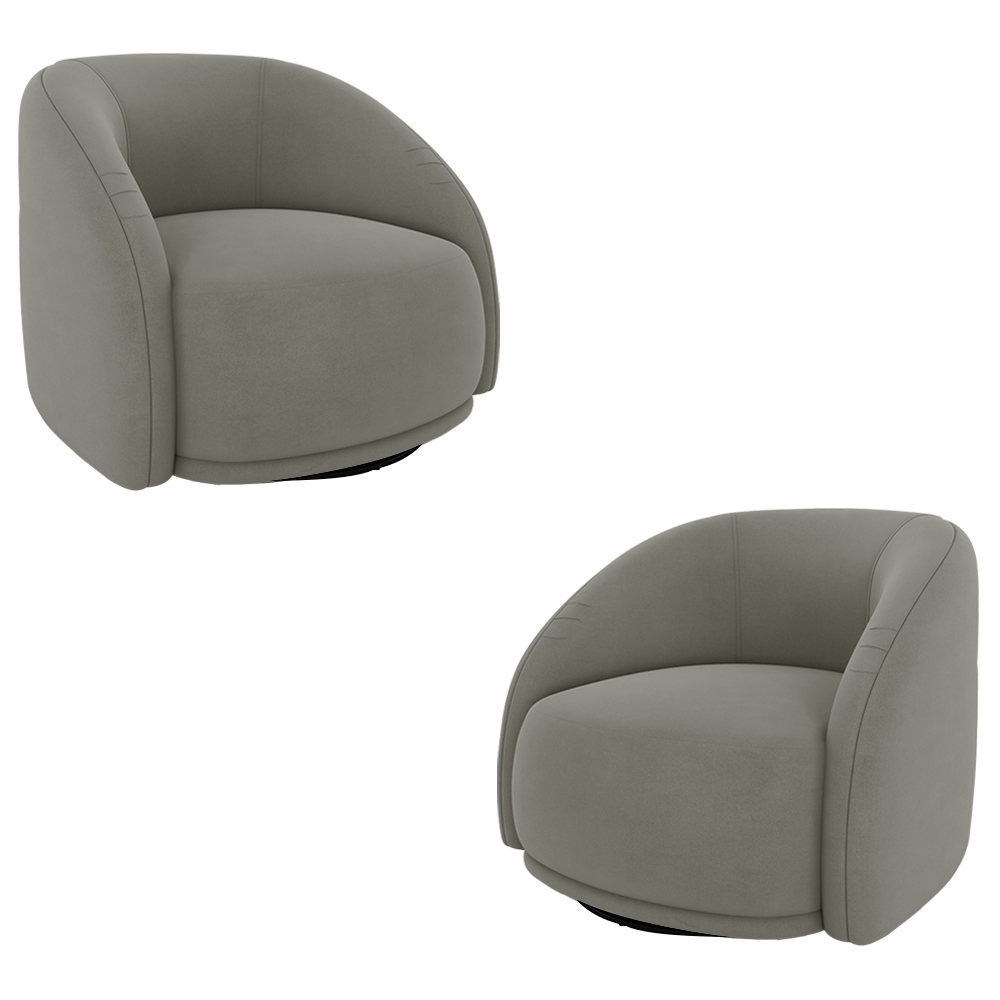 Kit 2 Poltronas Decorativas Jenny Base Giratória em Metal Preto Veludo Cinza G45 - Gran Belo
