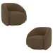 Kit 2 Poltronas Decorativas Jenny Base Giratória em Metal Preto Veludo Marrom G45 - Gran Belo