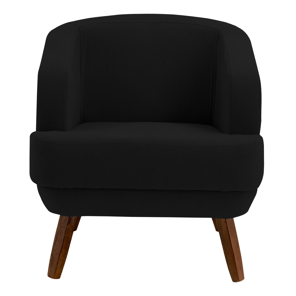 Kit 2 Poltronas Decorativas Jericó Pés de Madeira Veludo Preto G15 - Gran Belo