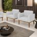 Kit 2 Poltronas Decorativas Karen Pés Fixo em Madeira Castanho Linho Cinza G19 - Gran Belo