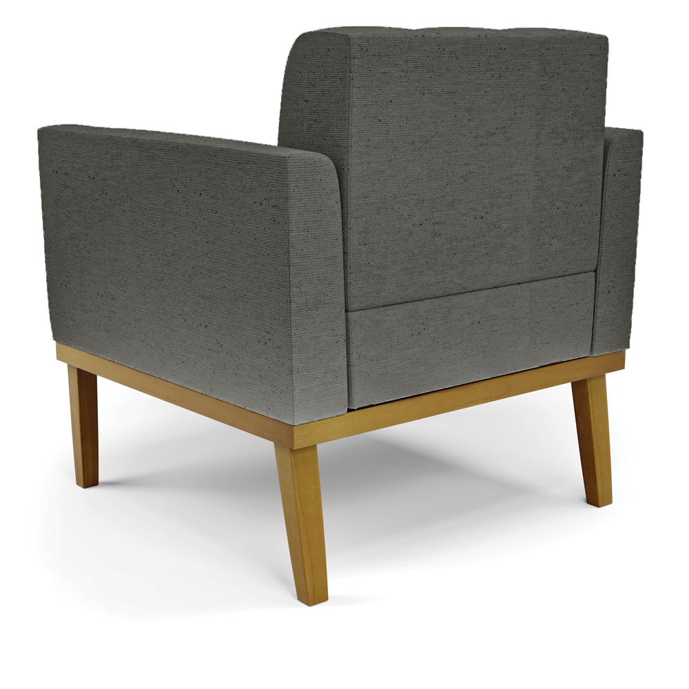 Kit 2 Poltronas Decorativas Karen Pés Fixo em Madeira Castanho Linho Cinza Mesclado G19 - Gran Belo