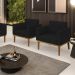 Kit 2 Poltronas Decorativas Karen Pés Fixo em Madeira Castanho Linho Preto G19 - Gran Belo