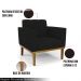 Kit 2 Poltronas Decorativas Karen Pés Fixo em Madeira Castanho Linho Preto G19 - Gran Belo