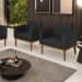 Kit 2 Poltronas Decorativas Karen Pés Fixo em Madeira Castanho PU Preto G19 - Gran Belo