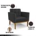 Kit 2 Poltronas Decorativas Karen Pés Fixo em Madeira Castanho PU Preto G19 - Gran Belo