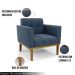 Kit 2 Poltronas Decorativas Karen Pés Fixo em Madeira Castanho Suede Azul Marinho G19 - Gran Belo