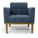 Kit 2 Poltronas Decorativas Karen Pés Fixo em Madeira Castanho Suede Azul Marinho G19 - Gran Belo