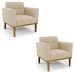 Kit 2 Poltronas Decorativas Karen Pés Fixo em Madeira Castanho Suede Bege G19 - Gran Belo