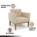 Kit 2 Poltronas Decorativas Karen Pés Fixo em Madeira Castanho Suede Bege G19 - Gran Belo