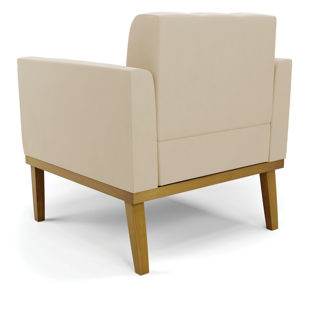 Kit 2 Poltronas Decorativas Karen Pés Fixo em Madeira Castanho Suede Bege G19 - Gran Belo