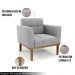 Kit 2 Poltronas Decorativas Karen Pés Fixo em Madeira Castanho Suede Cinza G19 - Gran Belo