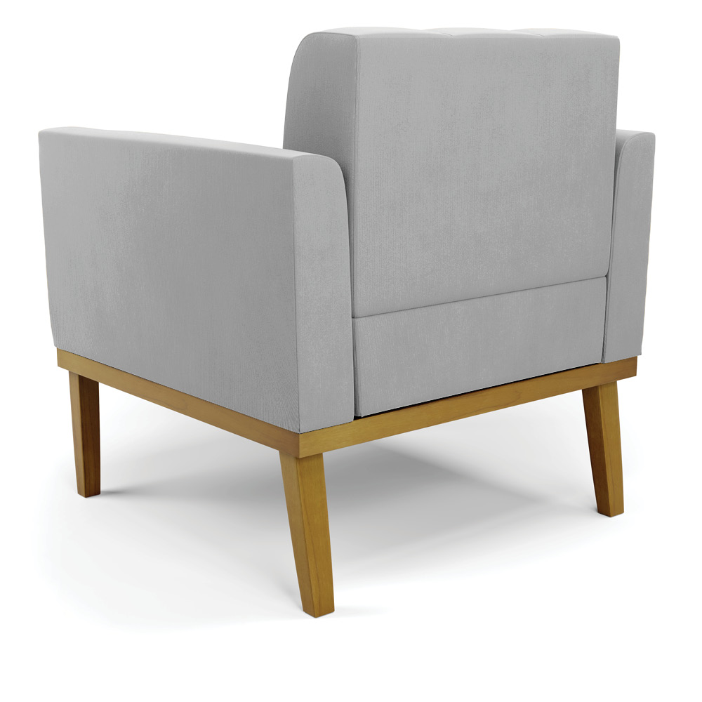 Kit 2 Poltronas Decorativas Karen Pés Fixo em Madeira Castanho Suede Cinza G19 - Gran Belo