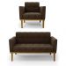 Kit 2 Poltronas Decorativas Karen Pés Fixo em Madeira Castanho Suede Marrom 19 - Gran Belo