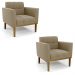 Kit 2 Poltronas Decorativas Karen Pés Fixo em Madeira Castanho Suede Nude G19 - Gran Belo